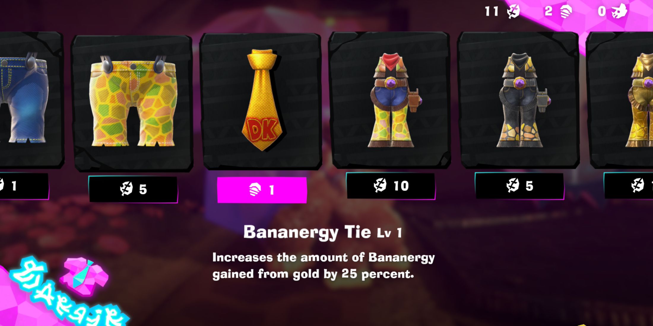Donkey Kong Bananza Best Early DK Outfits Bananergy Tie