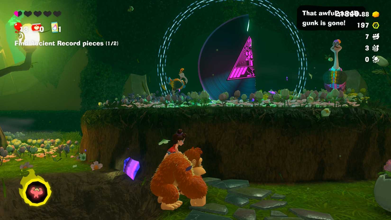 donkey kong bananza forest layer ancient record piece 2 location