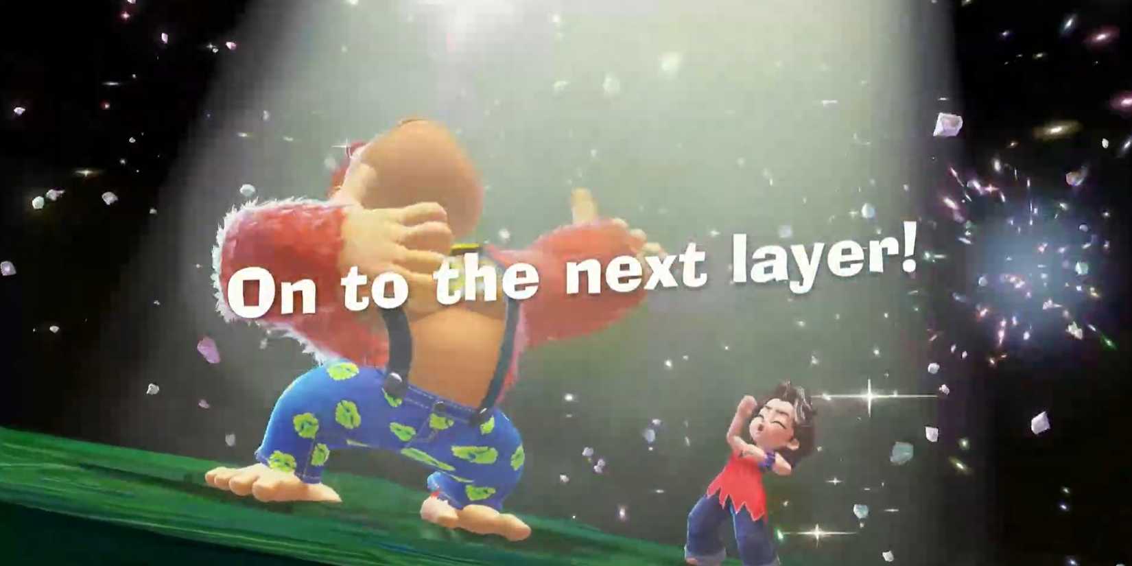 donkey kong bananza on to the next layer screen