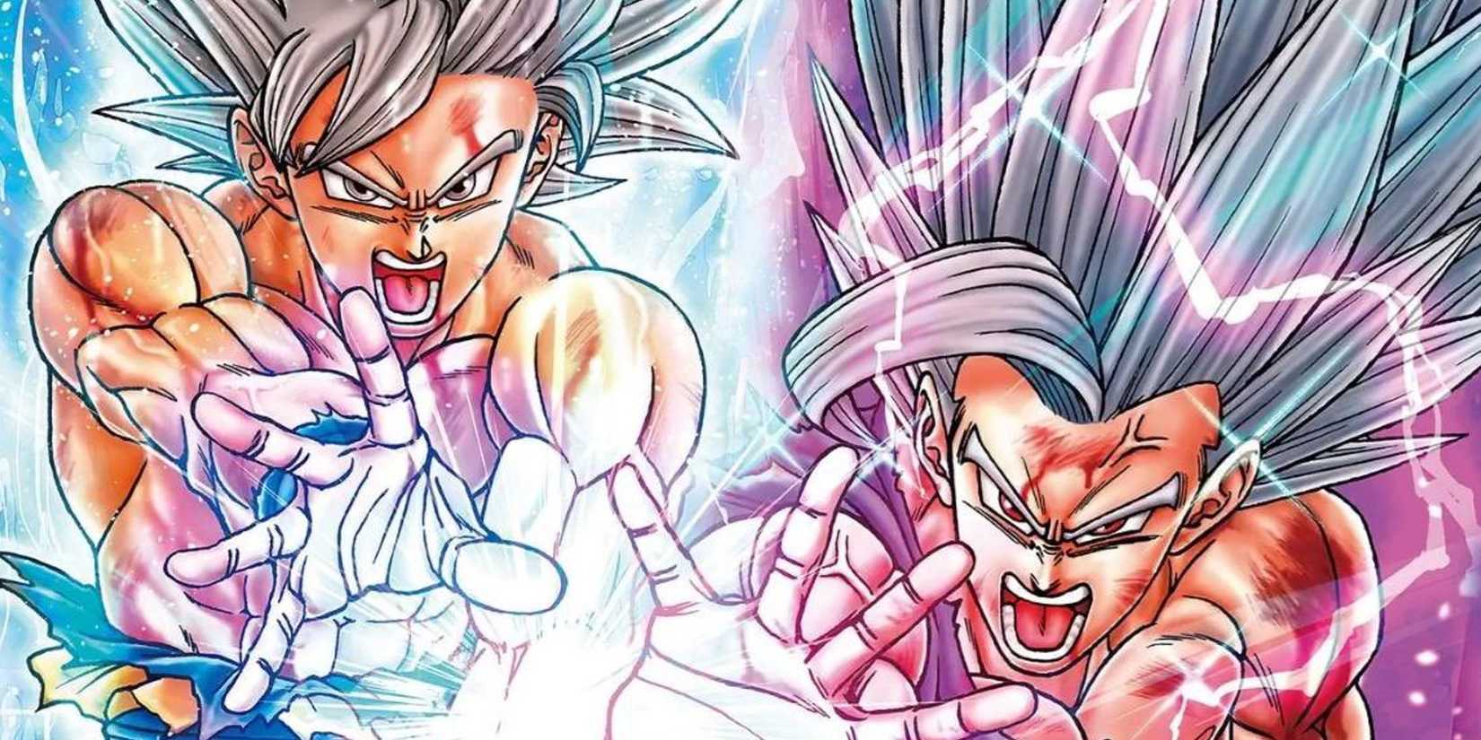 image: goku ultra instinct and gohan beast drawn by toyotaro.