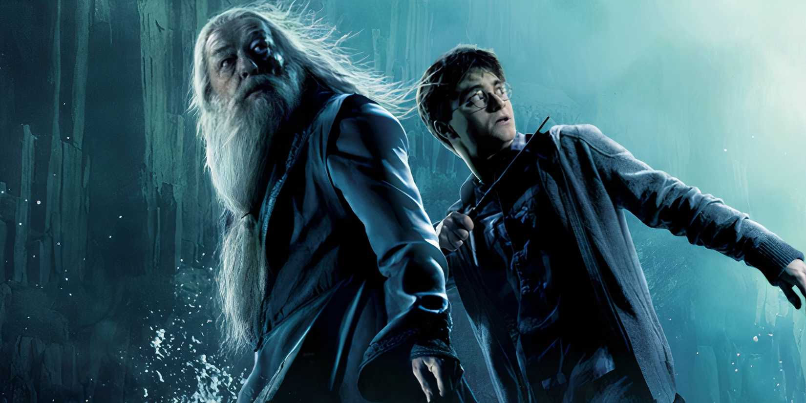 Dumbledore and Harry in a poster for Harry Potter