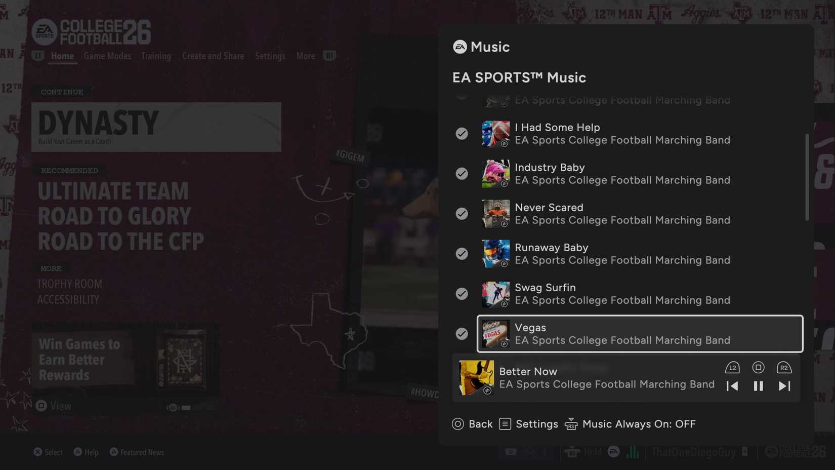 EA Sports College Football 26 Music List