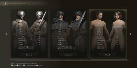 Elden Ring character select wretch