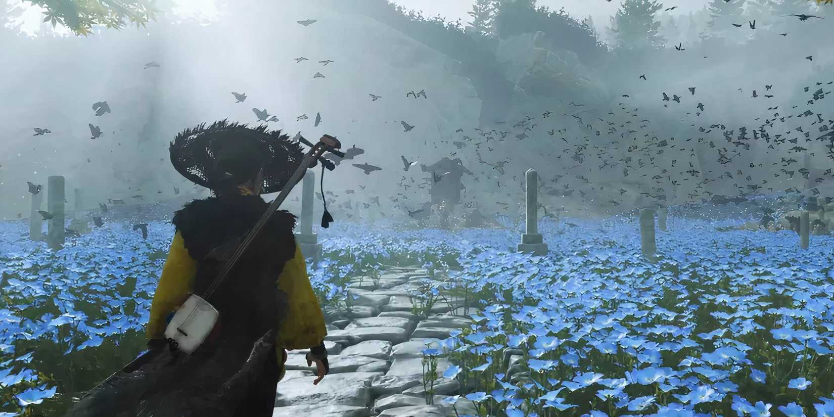 Entering a field in Ghost of Yotei