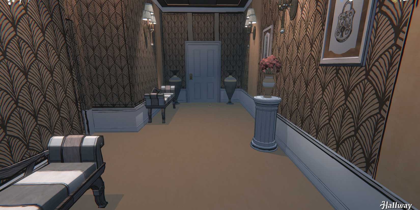 Exploring a hallway in Blue Prince