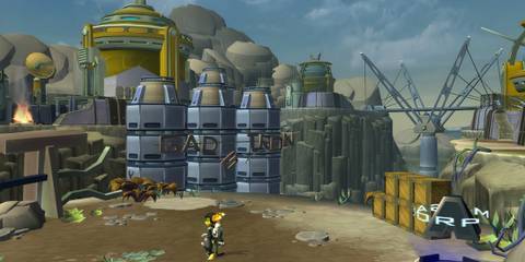 Exploring a planet in Ratchet & Clank Going Commando