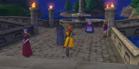 Exploring a town in Dragon Quest 8 Journey Of The Cursed King