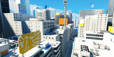 Exploring a town in Mirror’s Edge (PC)