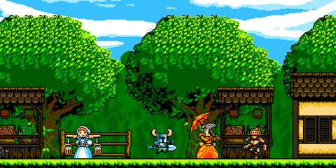 Exploring a town in Shovel Knight 