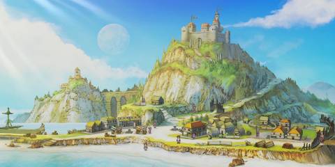 Exploring a town in The Legend Of Legacy