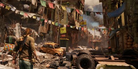 Exploring a town in Uncharted 2 Among Thieves