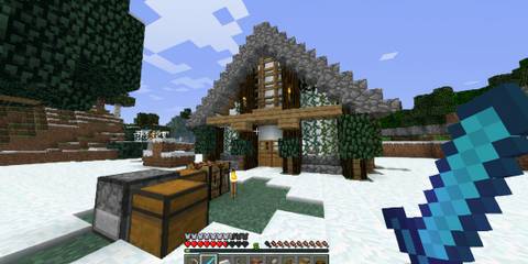 Exploring in snow in Minecraft