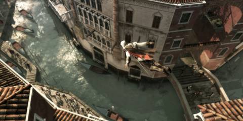 Ezio jumping from a building - Assassin’s Creed 2