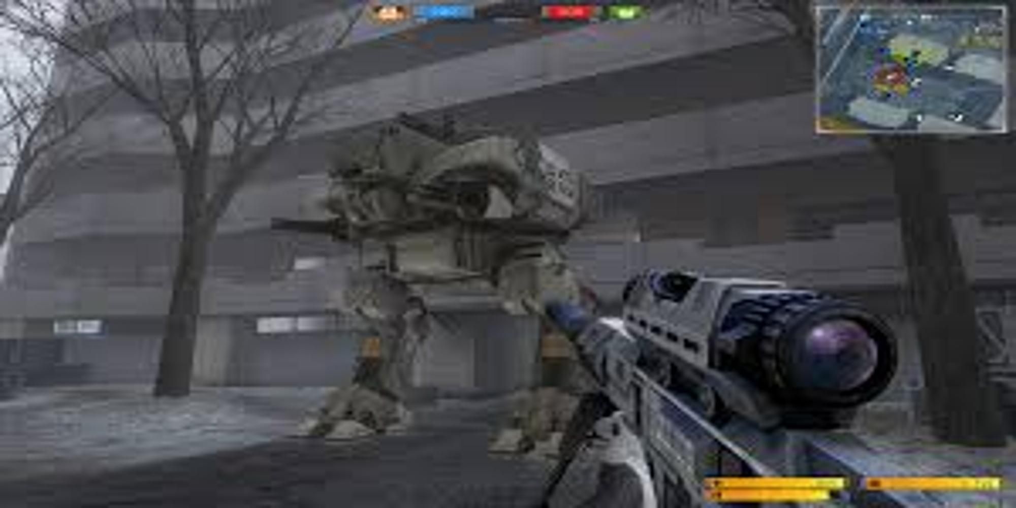 Facing a mech in Battlefield 2142