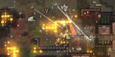 Fierce battle erupts as mechanoids and fire overwhelm colonists in RimWorld Biotech, one of the best DLCs released