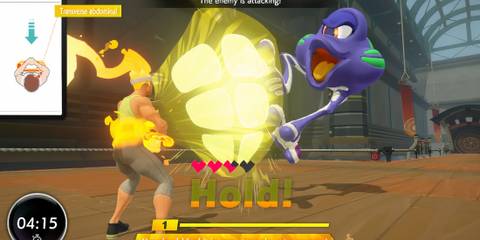 Fighting a battle in Ring Fit Adventure (Switch)
