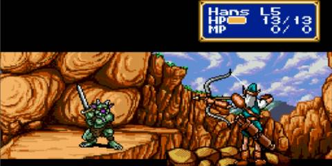 Fighting a battle in Shining Force (Sega Genesis)