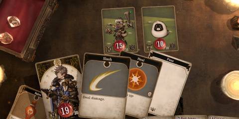 Fighting a battle in Voice Of Cards The Isle Dragon Roars