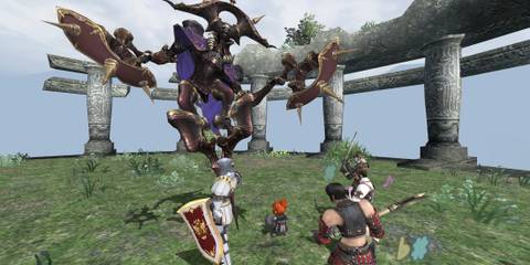 Fighting a boss in Final Fantasy 11 (PC)