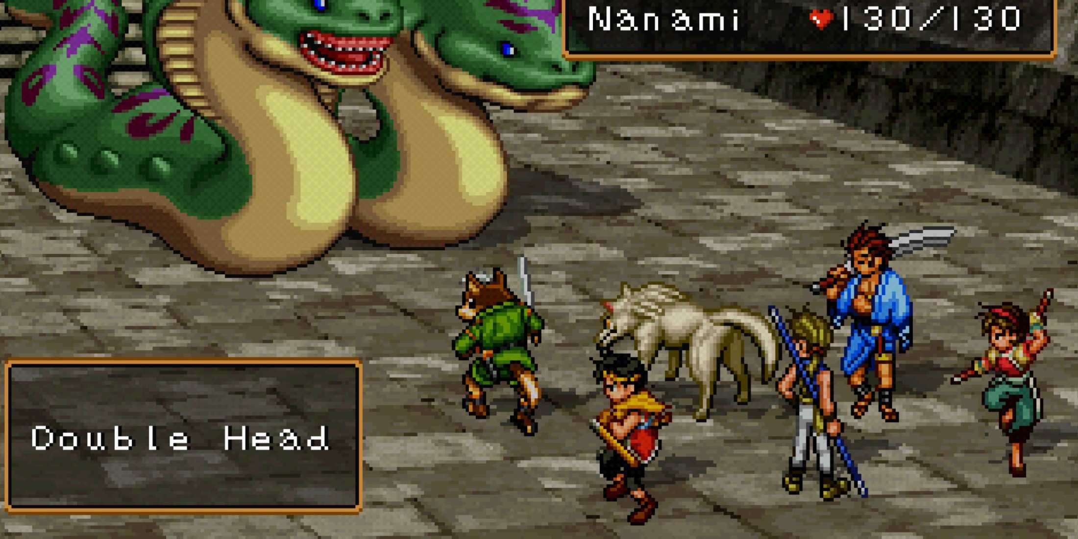 Fighting a boss in Suikoden 2