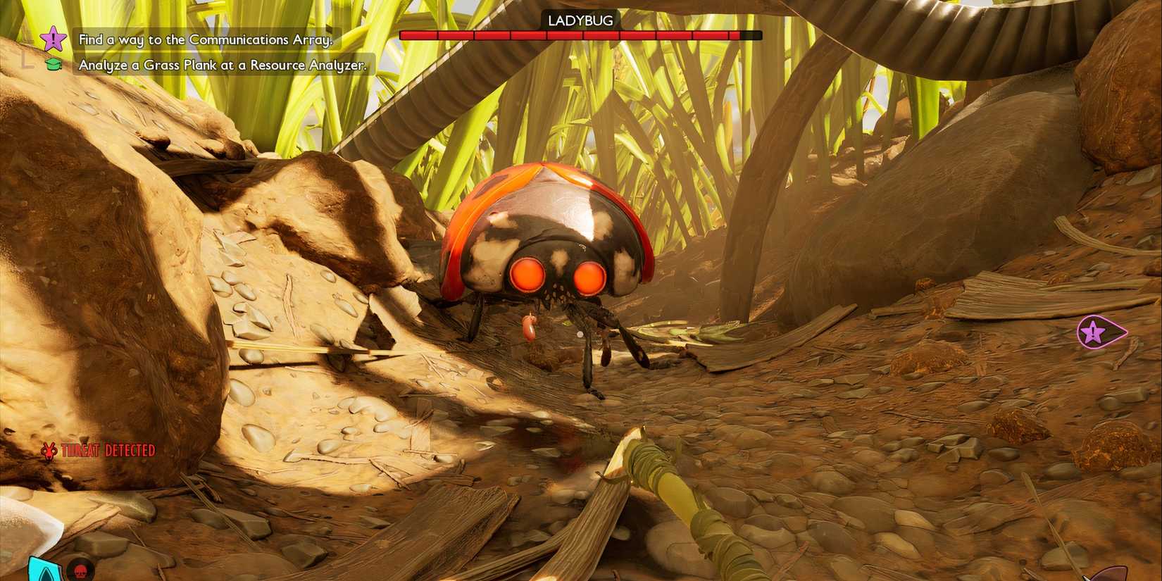 Fighting a ladybug in Grounded 2