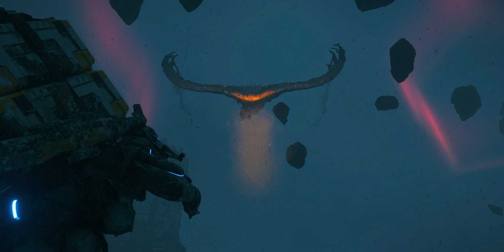 Fighting a Raia BT in Death Stranding 2 On the Beach