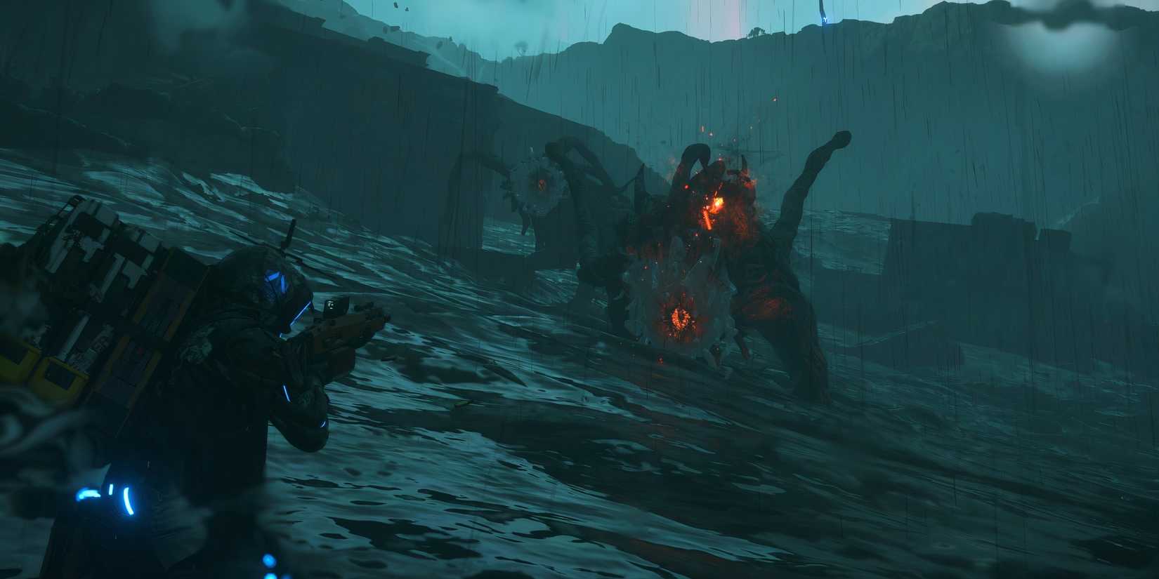 Fighting Bestia BTs in Death Stranding 2 On the Beach