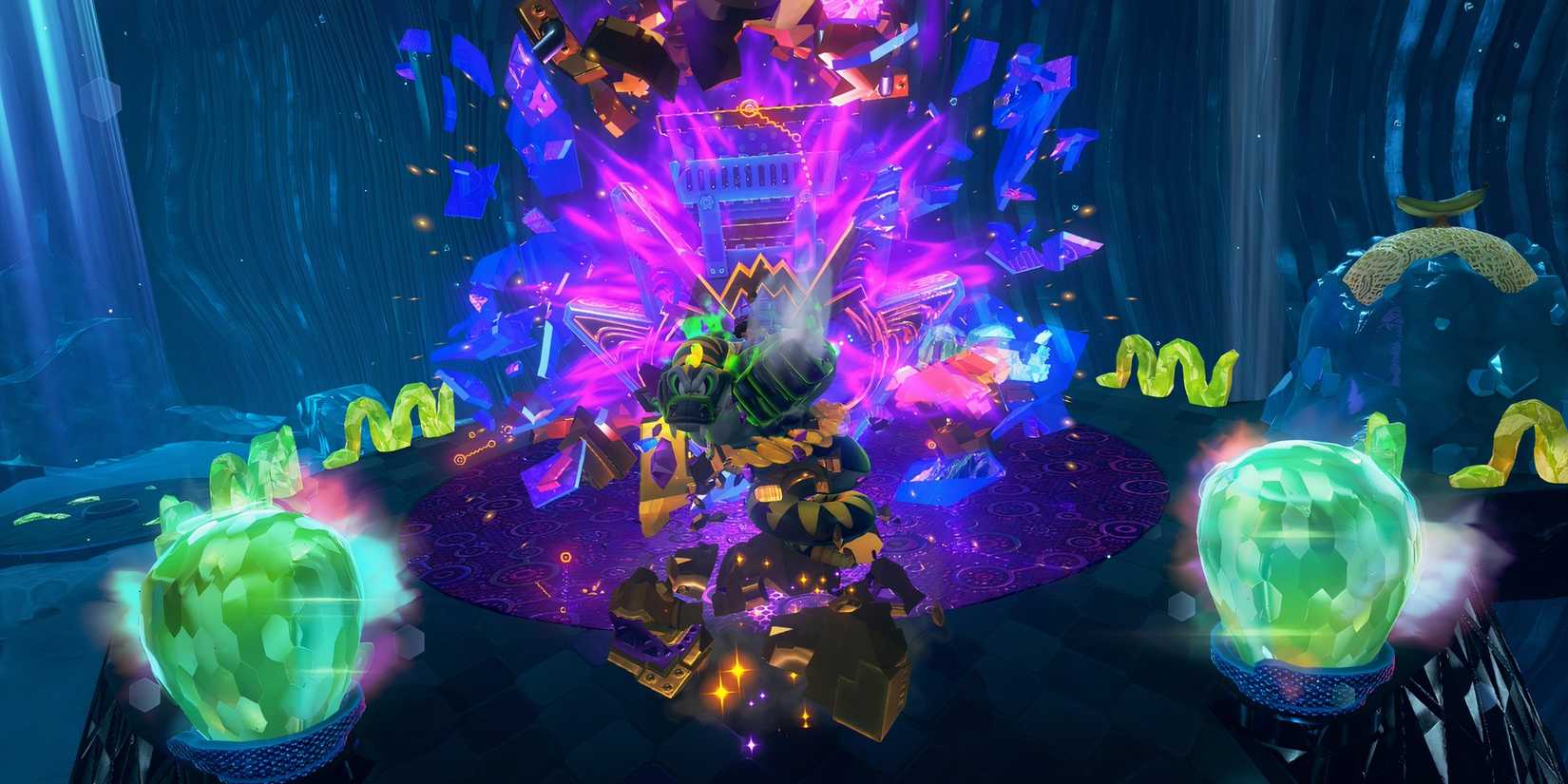 Fighting enemies as as Snake Bananza in Donkey Kong Bananza