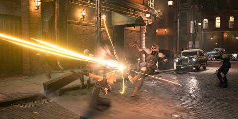 Fighting enemies as Cloud in Final Fantasy 7 Remake (PS5)