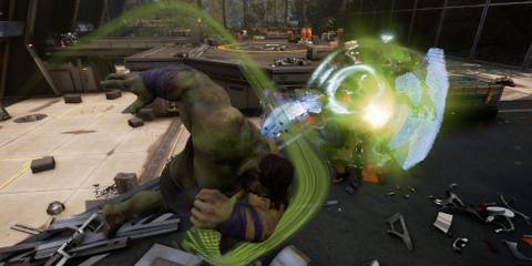 Fighting enemies as The Hulk in Marvel’s Avengers