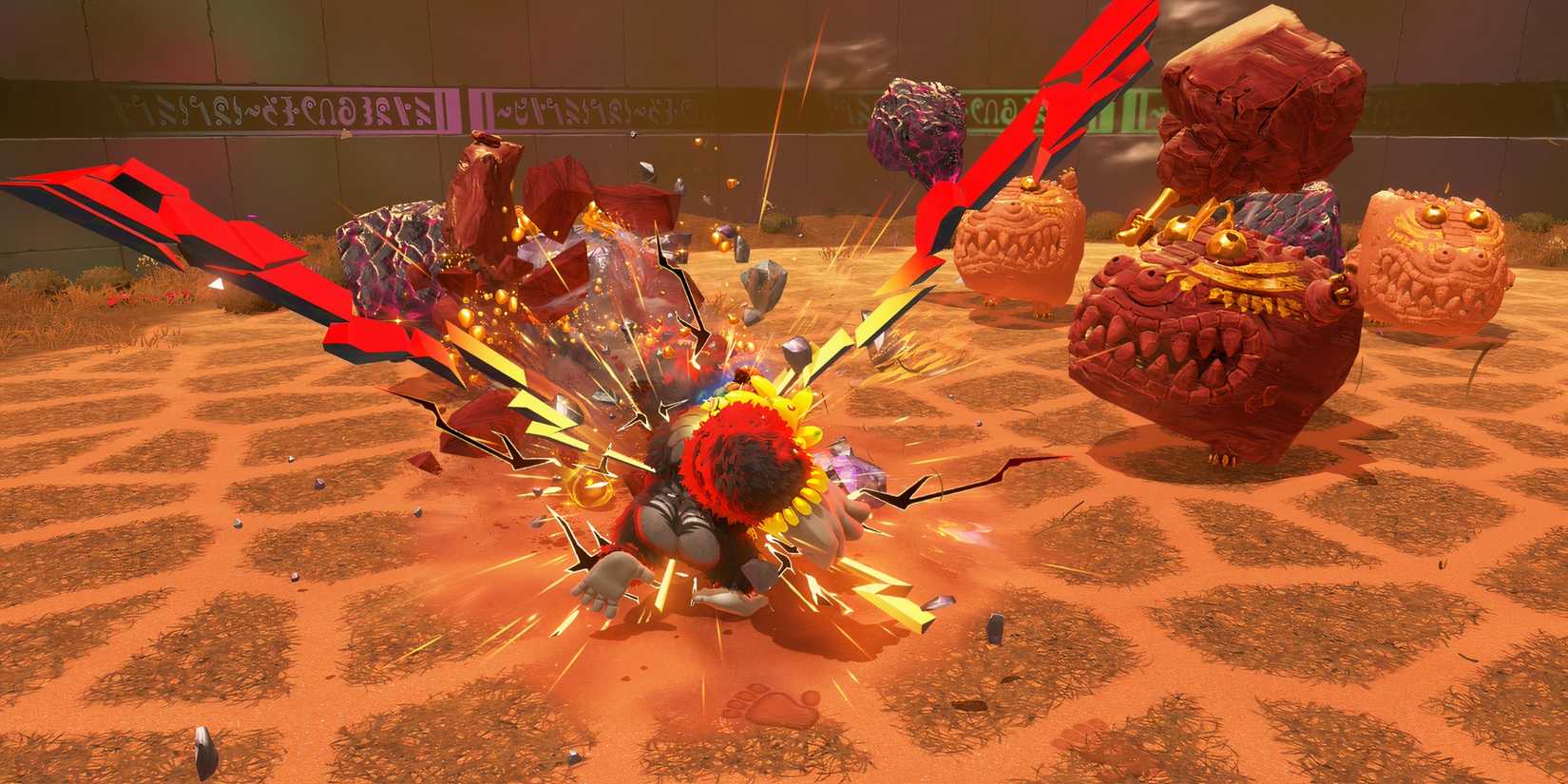 Fighting enemies in Bunch Of Battles in Donkey Kong Bananza