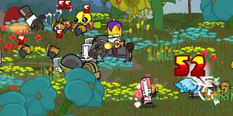 Fighting enemies in Castle Crashers