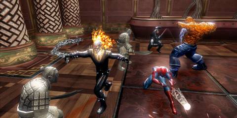 Fighting enemies in Marvel Ultimate Alliance