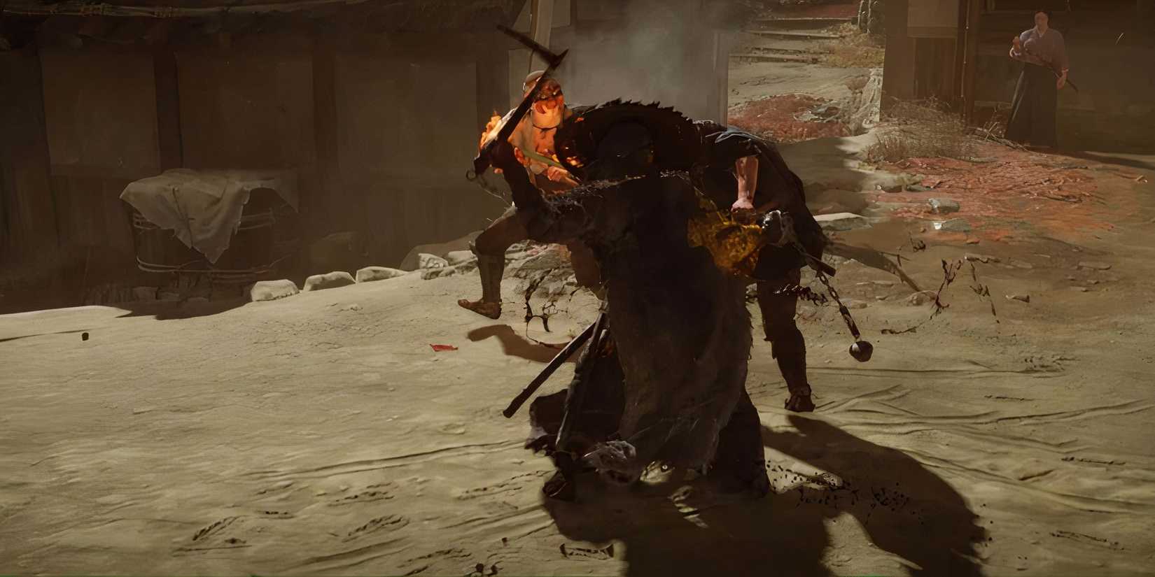 Fighting enemies with a chain in Ghost of Yotei