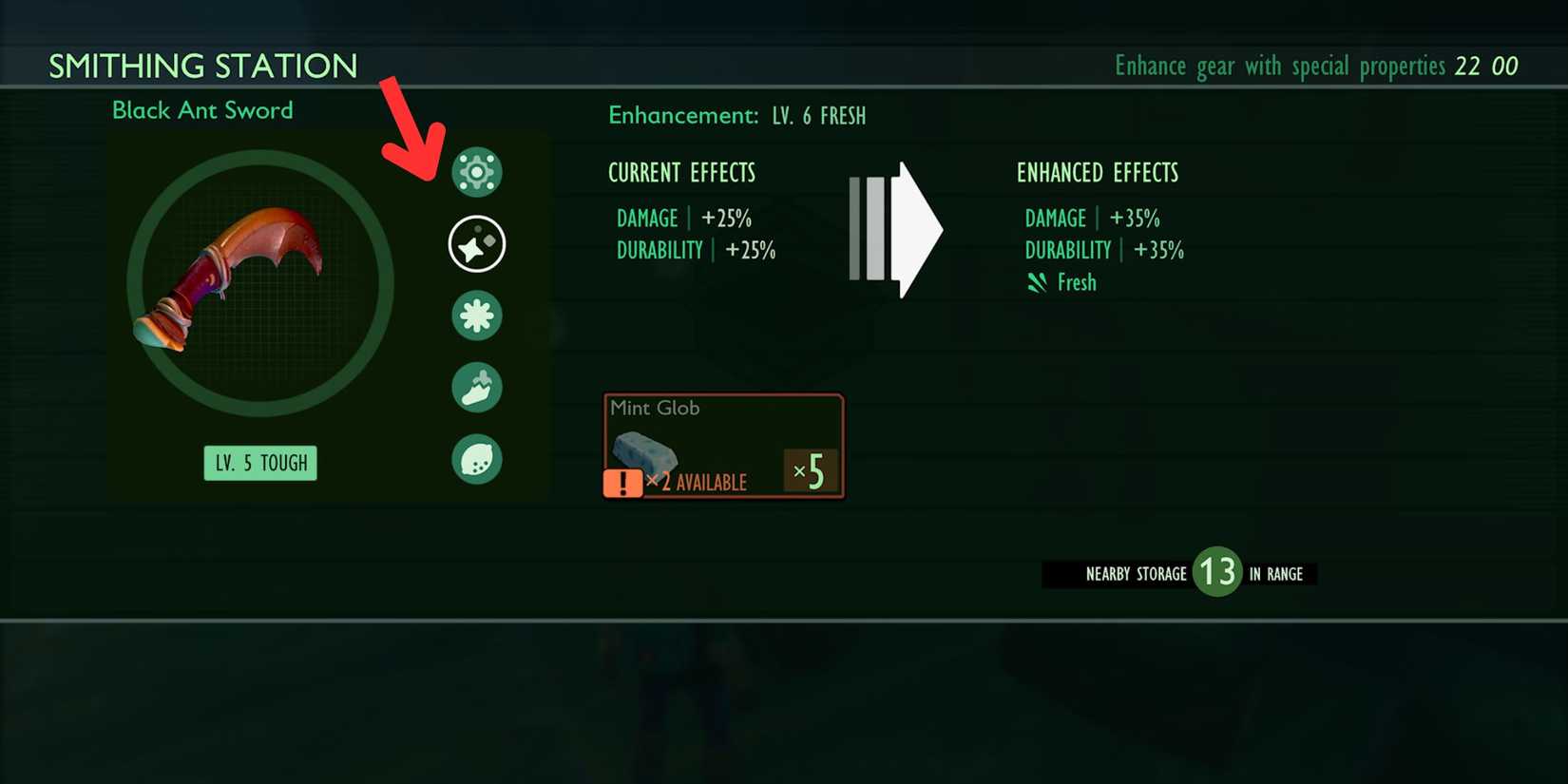 Flavored Glob upgrade paths in Grounded's Smithing Station