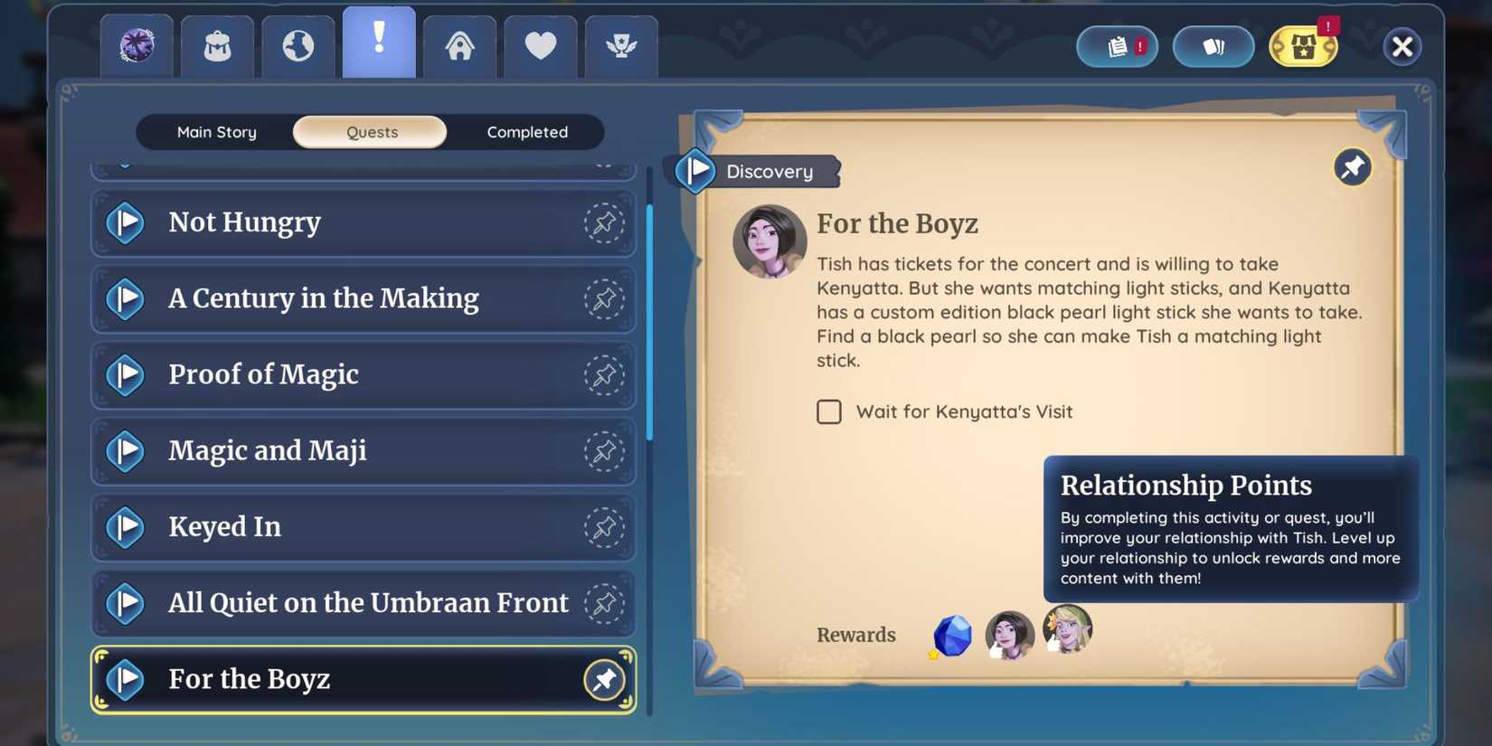 For the Boyz quest rewards in Palia