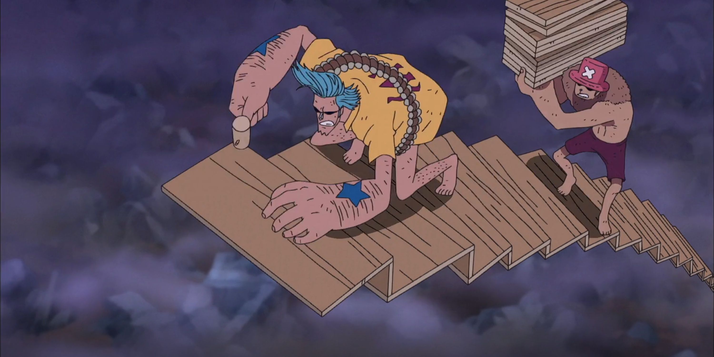 Franky and Chopper Building a staircase