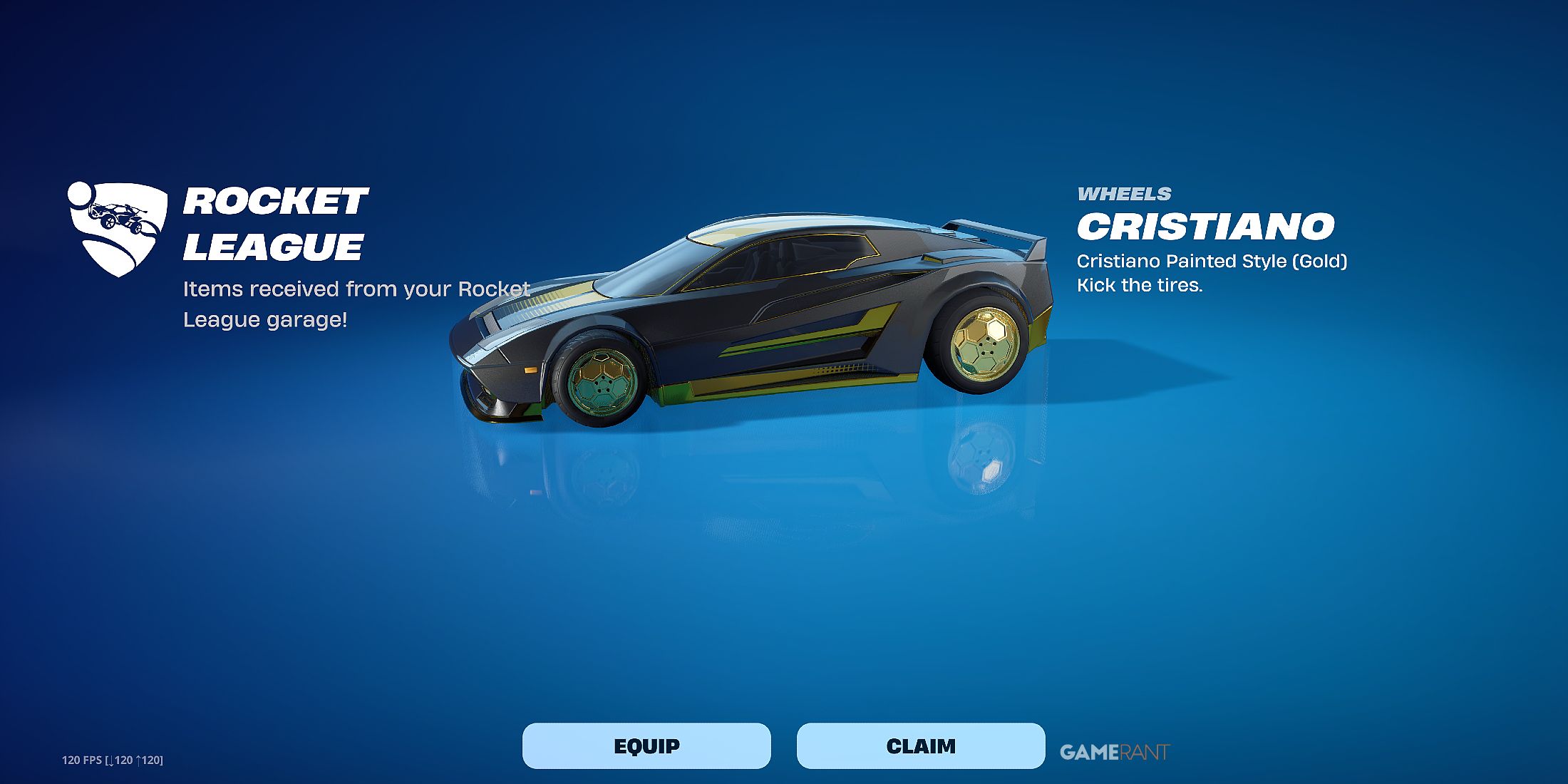 Gold Cristiano wheels in Fortnite