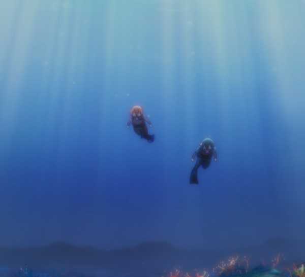 Grand Blue Dreaming season 2 episode 1 iori and chisa swimming