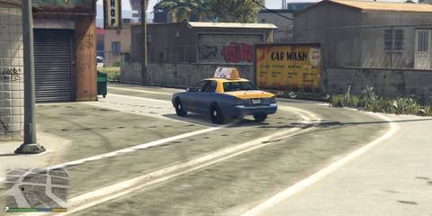 grand theft auto 5 taxi driving around a corner