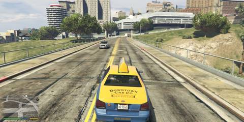 grand theft auto 5 taxi driving on a road