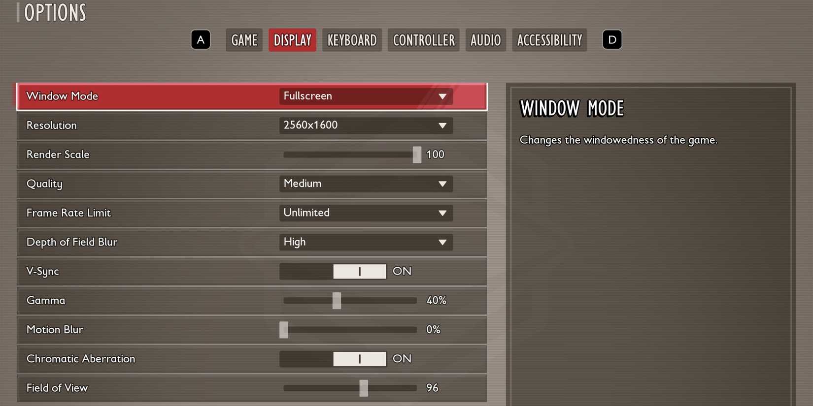 Grounded 2 Display Settings PC