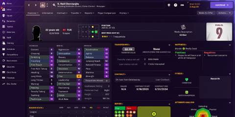 Halil Dervishoglu - Football Manager 2024 Stats