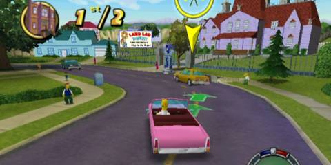 Homer racing through Springfield - The Simpsons Hit & Run