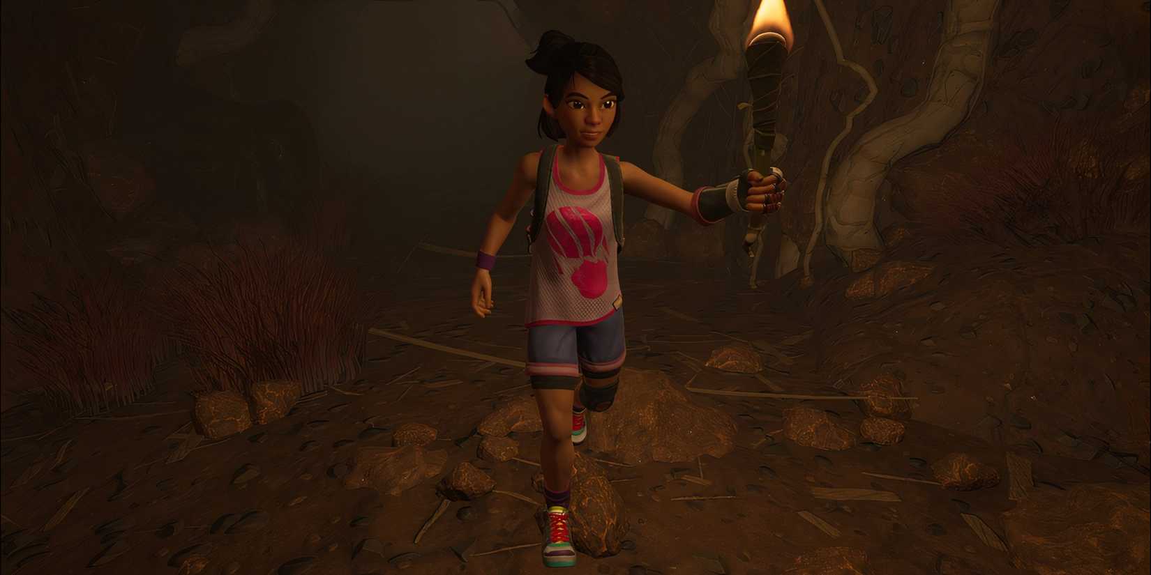 Hoops exploring a cave in Grounded 2