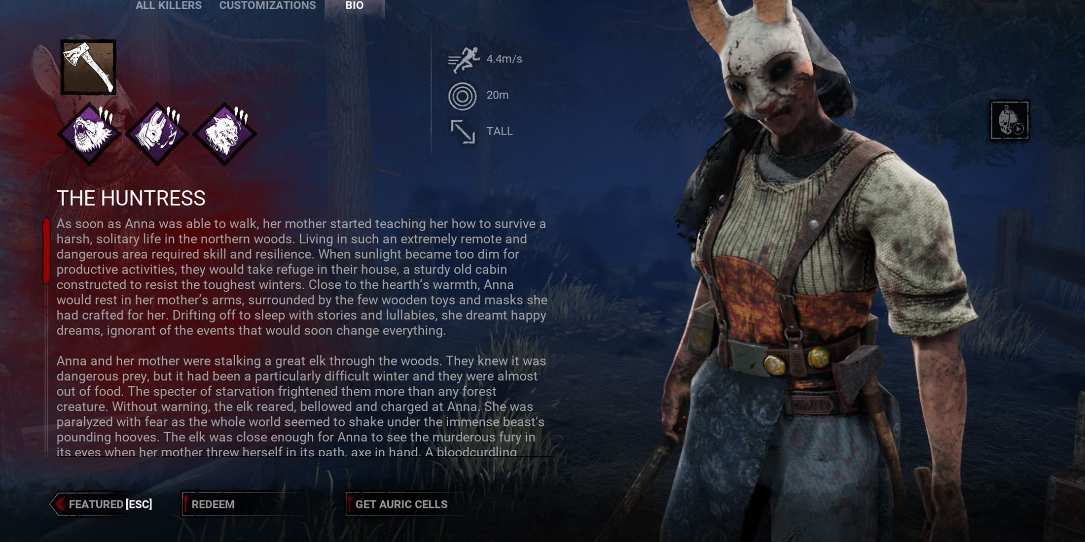 huntress dead by daylight bio