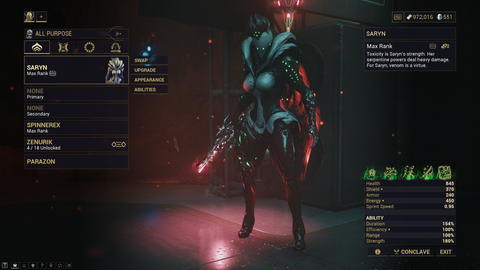 Warframe Saryn with Spinnerex