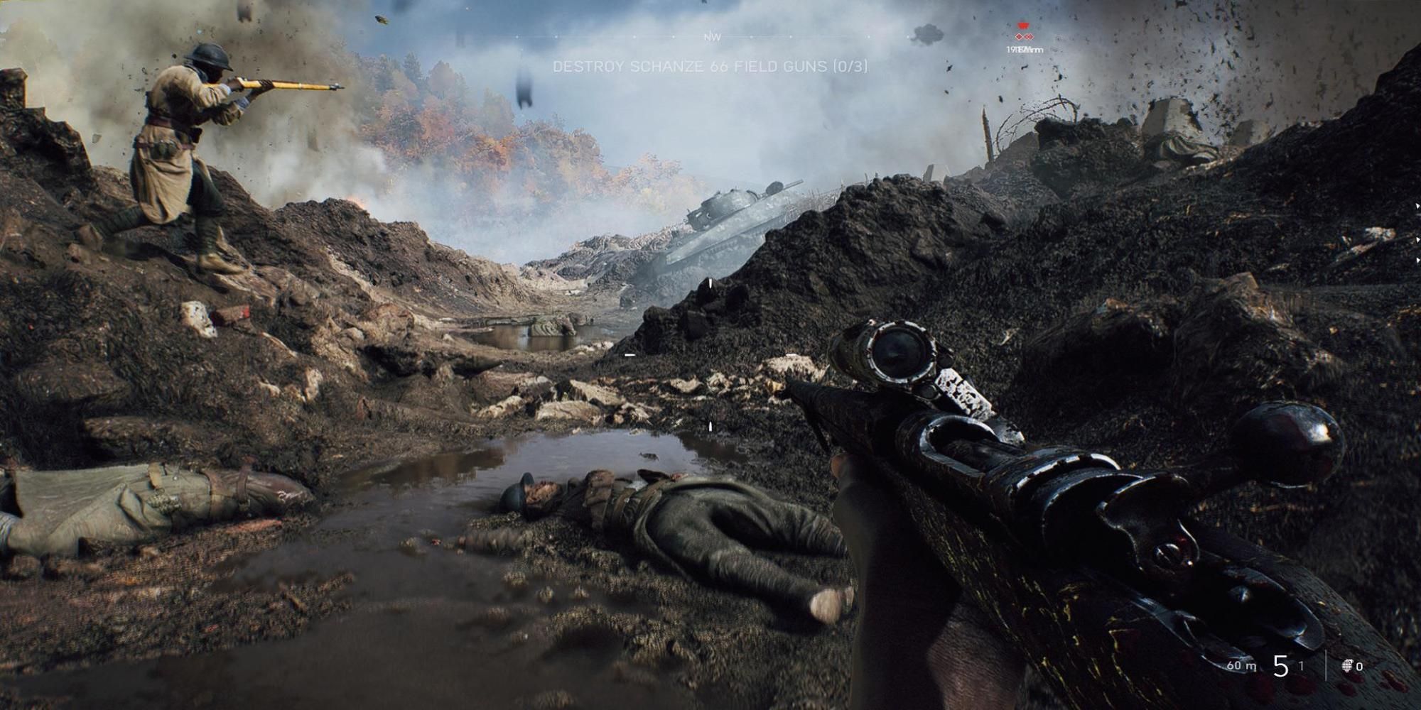 In the trenches with a sniper rifle in battlefield 5
