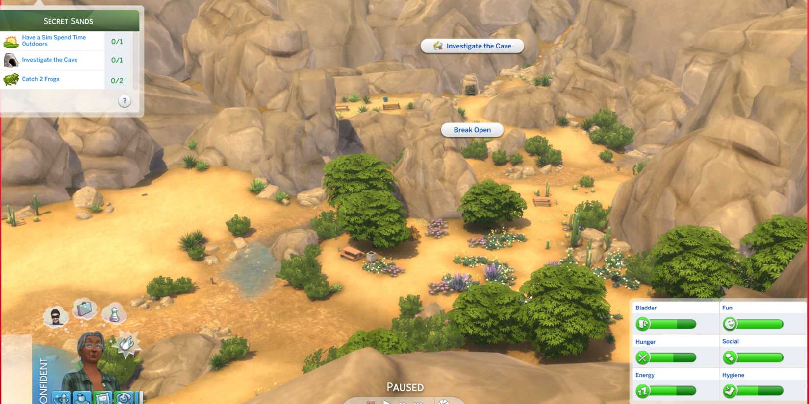 investigate cave option the sims 4