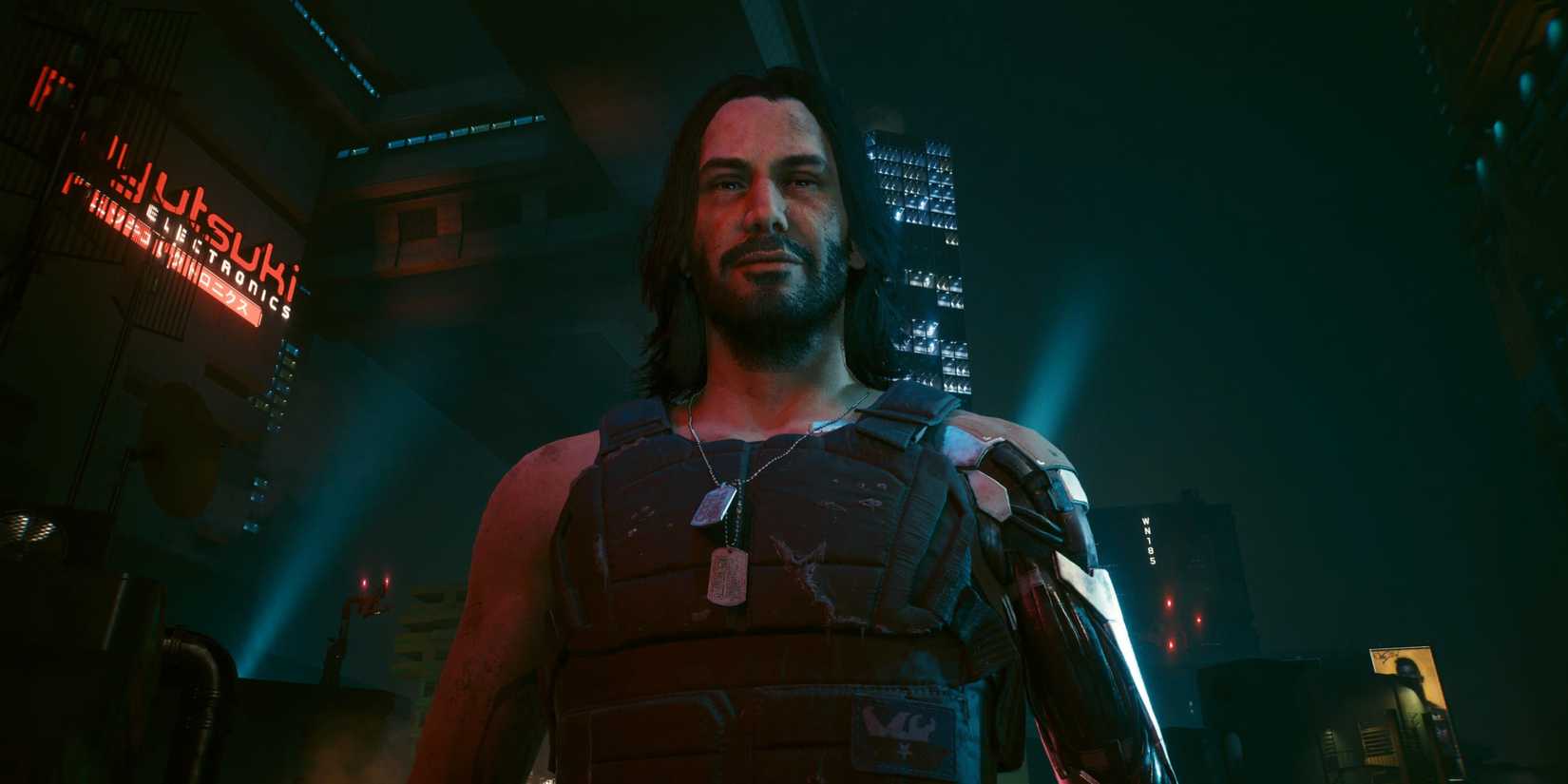 Johnny smiles at V